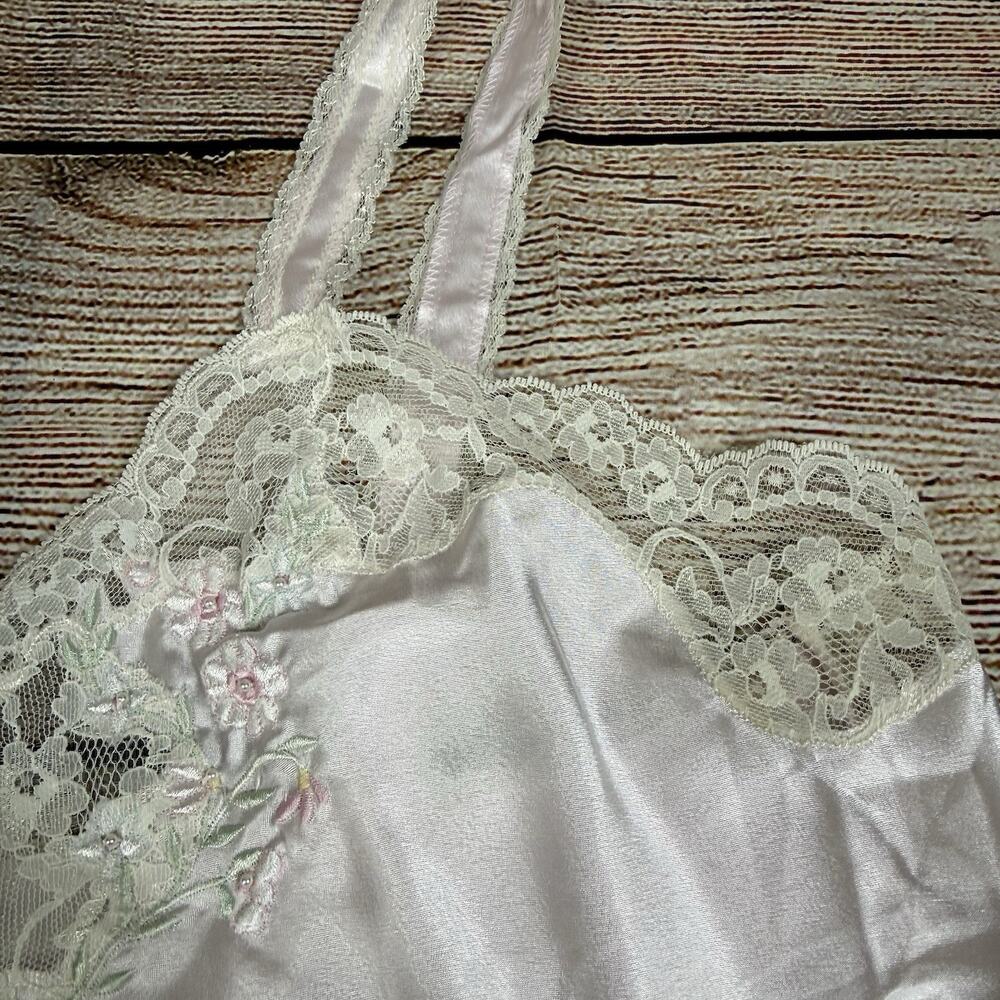 Vintage Lindsey Blake Pink Camisole Large Satin Lace Floral Embroidery Beaded - Picture 6 of 11